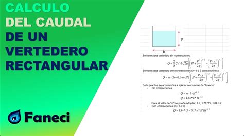 CALCULO DEL CAUDAL DE UN VERTEDERO RECTANGULAR YouTube