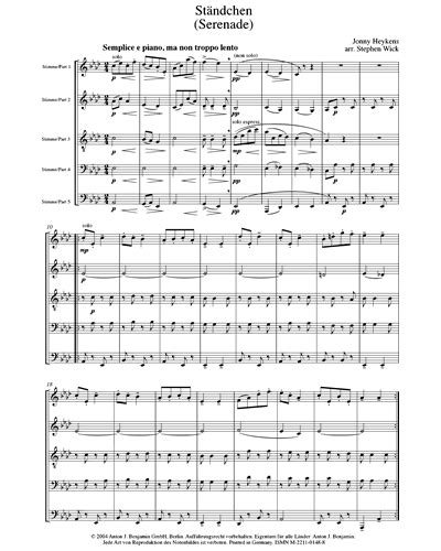 Serenade Ständchen Op 21 Full Score Sheet Music By Jonny Heykens