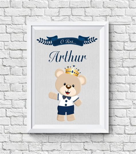 Quadro Infantil Decorativo Porta Maternidade Urso Rei Elo7