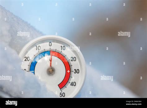 Thermometer With Celsius Scale In The Snow Showing Plus 1 Degree Ambient Temperature Warm