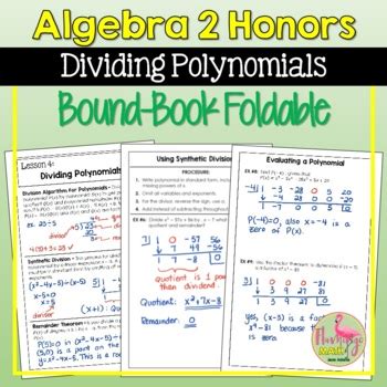 Dividing Polynomials Foldable Unit 5 By Flamingo Math By Jean Adams