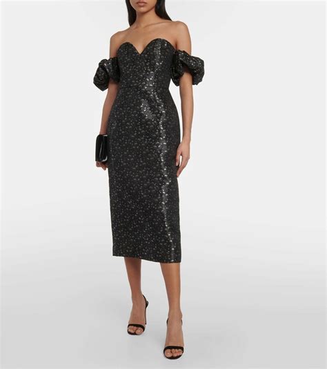 Markarian Adelaide Metallic Brocade Midi Dress Markarian