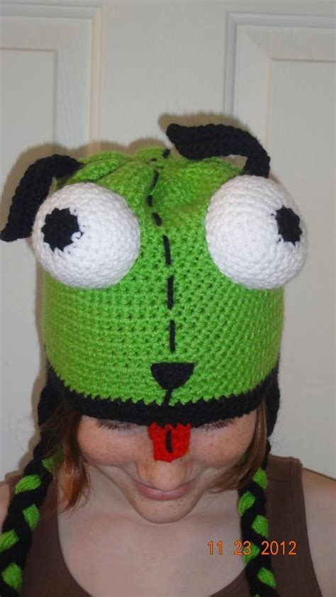 Adorable Invader Zim Gir Crochet Ear Flap Beanie