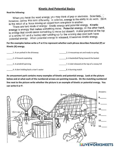 Kinetic And Potential Energy Worksheet With Answers Laney Lee