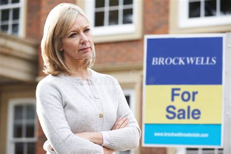 Mature Woman Forced To Sell Home Through Financial Problems Stock Image Image Of Financial