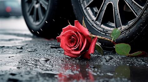 Premium Photo Car Crash And Red Rose