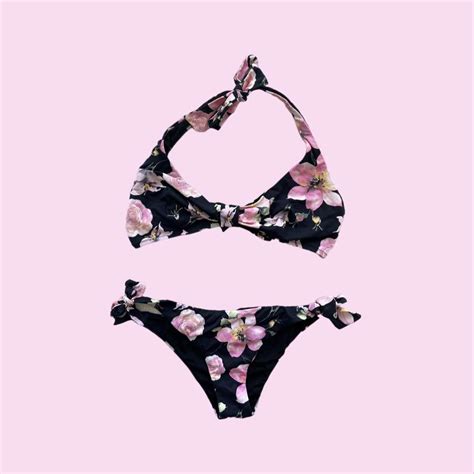 Blugirl By Blumarine Black Bikini With Floral Depop