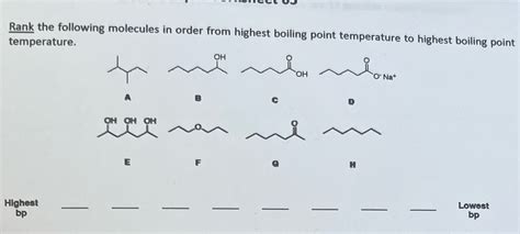 Solved Rank The Following Molecules In Order Of Highest Boiling Point