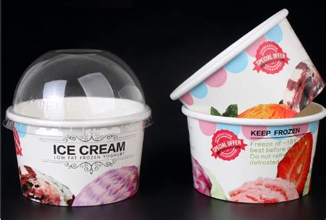 Kraft Paper Ice Cream Cup With Dome Plastic Lid Hunan Ikopu Packaging