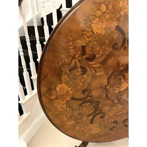 Antique Victorian Burr Walnut Marquetry Inlaid Dining Table For