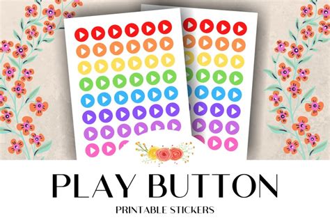 Play Button Icon Printable Stickers - Crella