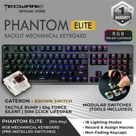 Jual Tecware Phantom Elite 104 Rgb Gateron Switch Mechanical Keyboard