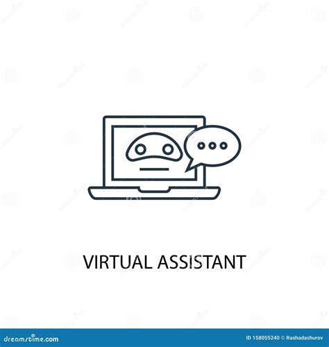 Virtual Assistant Concept Line Icon Stock Vector Illustration Of Chat Assistance 158055240