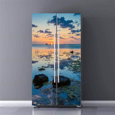 Amazon Self Adhesive Vinyl Refrigerator Wrap Set Colorful Sunset