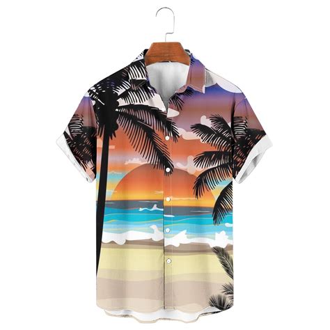 Waenqinla Mens Hawaiian Shirt Summer Tropical Palm Tree Print Beach