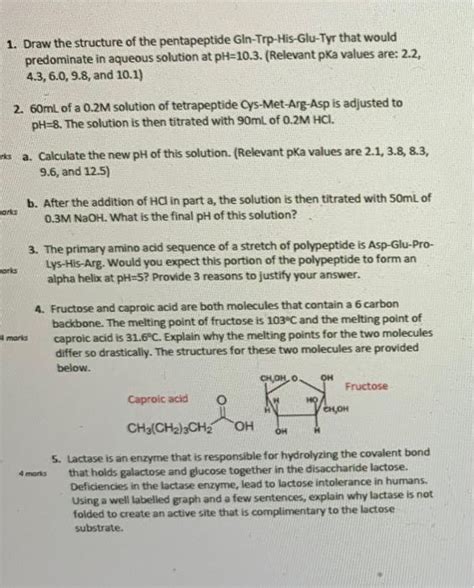 Solved 1 Draw The Structure Of The Pentapeptide