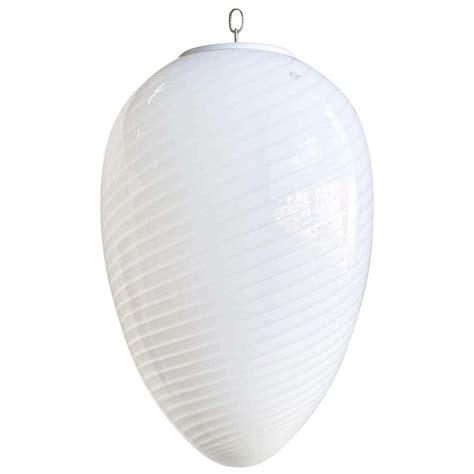 Murano Vintage Pink White Ribbons Italian Art Glass Pendant Hanging Lamp Shade For Sale At 1stdibs