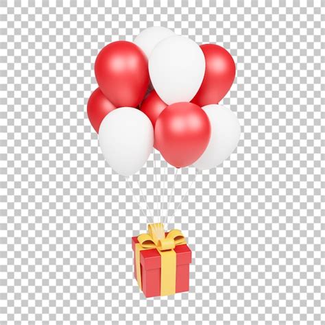 Premium PSD Gift And Ballon 3d Illustration