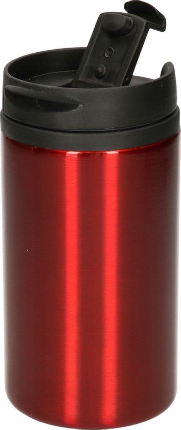 5x Warmhoudbekers Metallic Warm Houd Bekers Rood 320 Ml RVS Bol