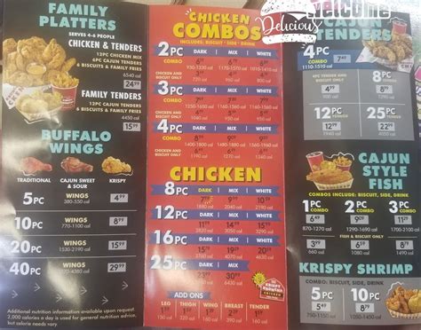 Menu At Krispy Krunchy Chicken Restaurant Hollywood