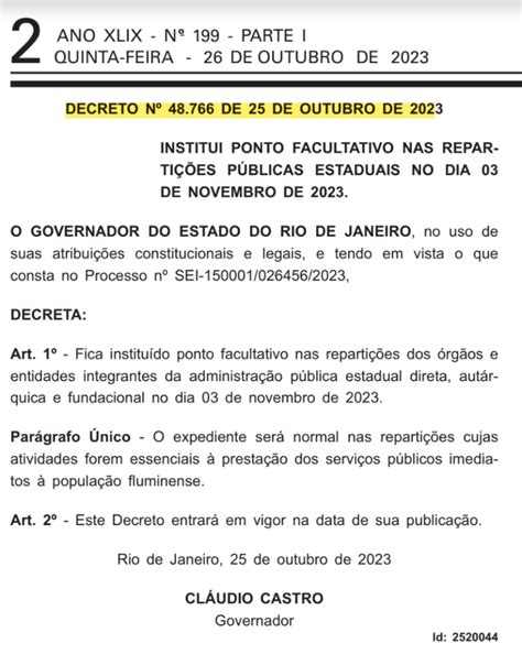 Governador Decreta Ponto Facultativo No Dia 03 11 2023 Universidade