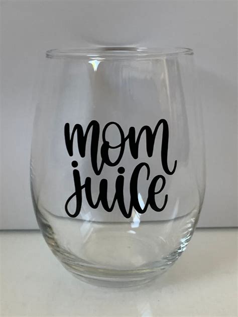 Mom Juice Stemless Wine Glass Mothers Day T Birthday T Etsy