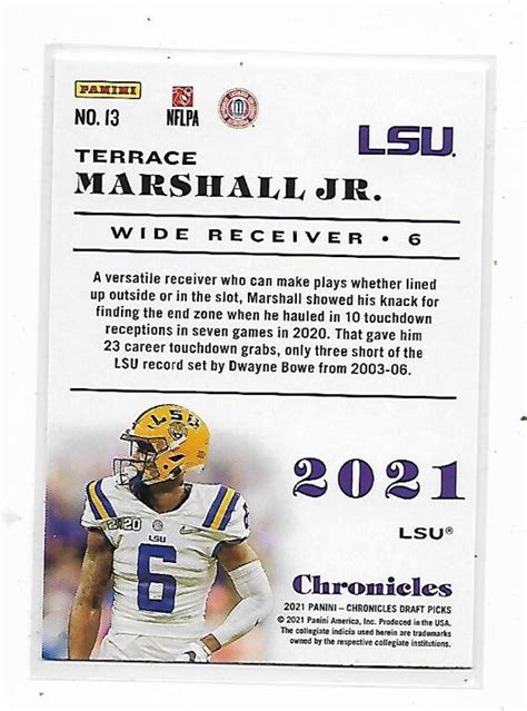 Rc Panini Chronicles Draft Picks Rookie Card Lsu Terrace