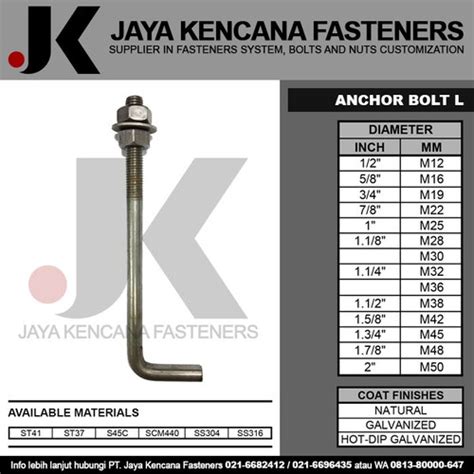 Jual Anchor Bolt L Angkur L 58 M16 X 400 Mm St37 St41 S45c