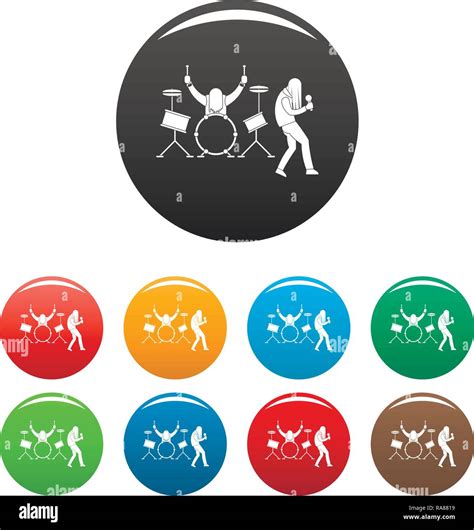 Rock Band Icons Set 9 Color Vector Isolated On White For Any Design