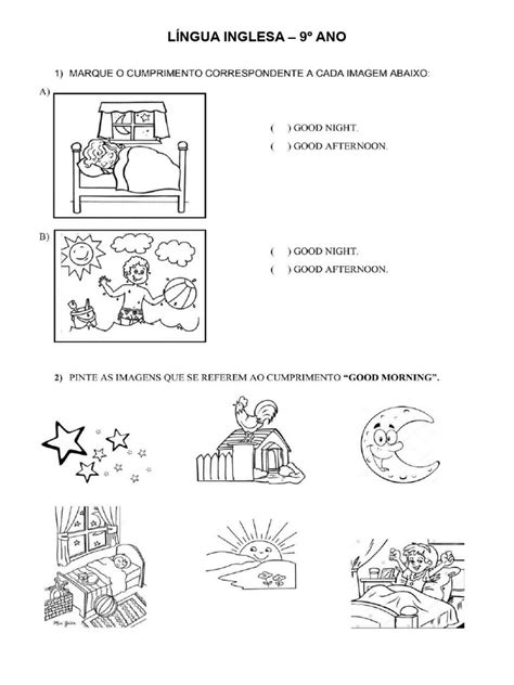 Cumprimentos Em InglÊs Atividade 2 Pdf