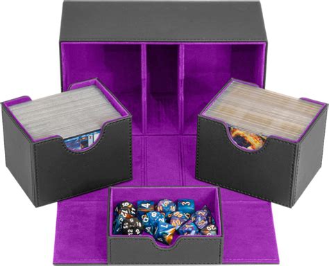 Afiing Mtg Deck Box With Dice Tray Card Storage Box For Mtg