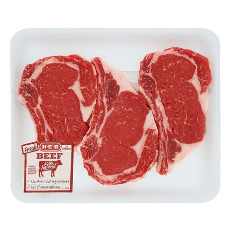 H E B Beef Ribeye Steak Bone In Thick Value Pack Usda Select Shop