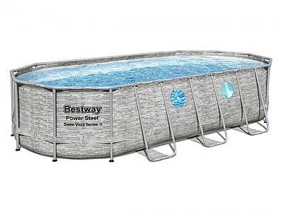 Piscine Bestway Power Steel Swim Vista Ovale 549x274x122cm Pierre Grise