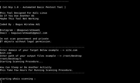 Catnip Automated Basic Pentest Tool Designed For Kali Linux