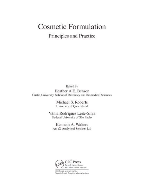 Cosmetic Formulation Principles And Practice St Edition E Books Max