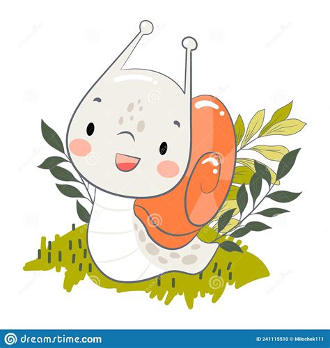 Cute Snail Cartoon Character Stock Vector Illustration Of Character