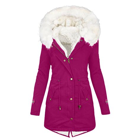 Dezsed Womens Winter Coats Fleece Lined Parka Jacket Hooded Long Winter Warm Parka Coat With