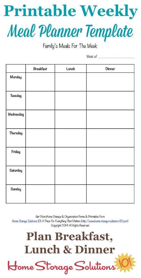 30 Day Meal Plan Template Printable Weekly Meal Planner Template – Simple Template Design