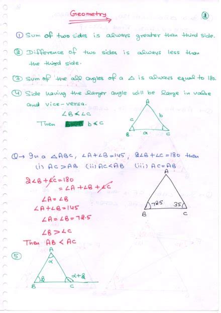 Geometry Triangle Handwritten Notes Shop Handwritten Notes Shn