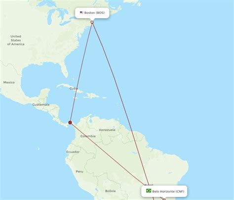 All Flight Routes From Boston To Belo Horizonte BOS To CNF Flight Routes