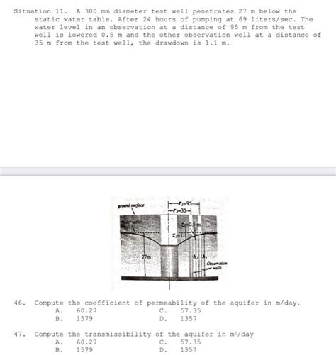 Solved Situation A Mm Diameter Test Well Penetrates Chegg