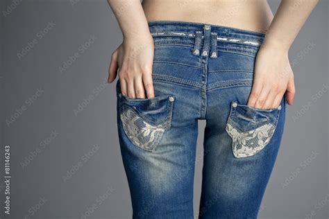 Back View Body Part Female Blue Jeans Stock Photo Adobe Stock