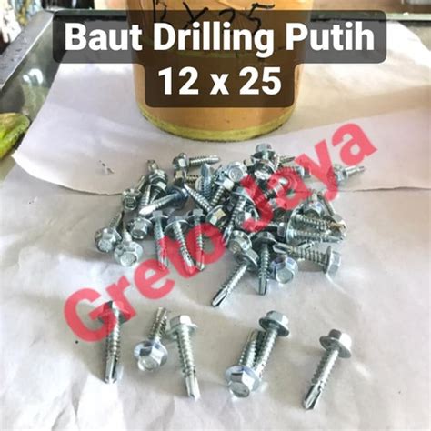 Jual 12x25 Baut Drilling Putih Self Drill Roofing Baja Ringan