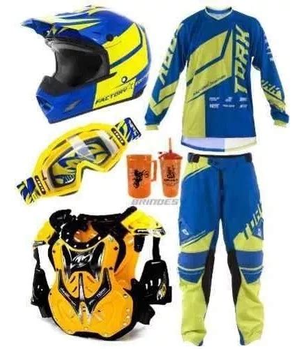 Kit Roupa De Trilha Completa 5 Itens Kit Motocross Pro Tork