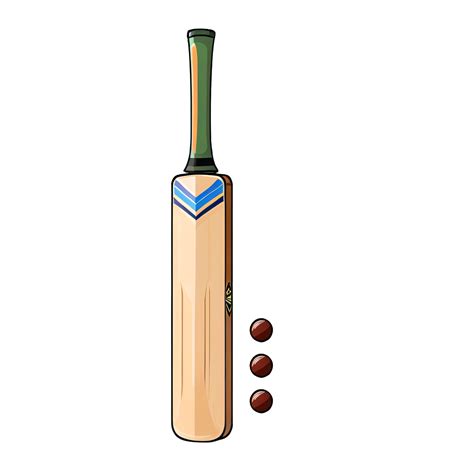 Cricket Bat and Balls Hand Drawn Cartoon Style Illustration AI