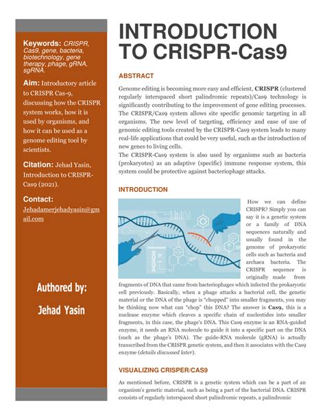 Pdf Introduction To Crispr Cas9