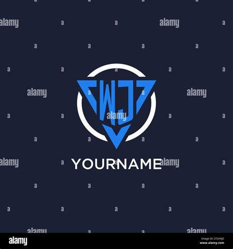 WJ Monogram Logo With Triangle Shape And Circle Design Vector Stock