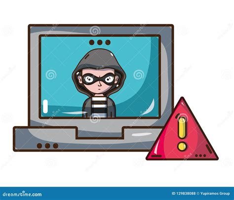 Cybersecurity Threat Cartoon Stock Vector Illustration Of Crime