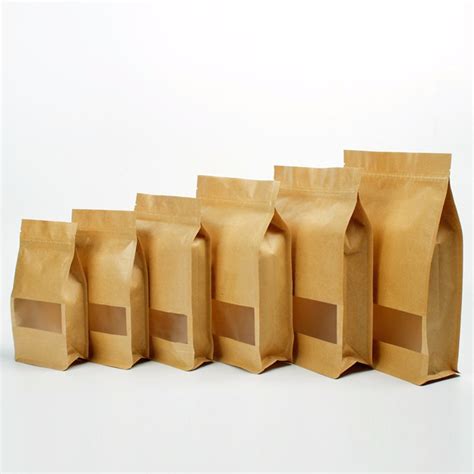 Pcs Flat Bottom Kraft Paper Stand Up Pouches Square Bottom Zipper