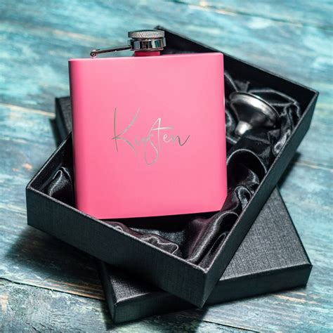 Personalised Hip Flask Custom Engraved 6oz Pink Flask - Etsy